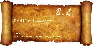Boár Lambert névjegykártya